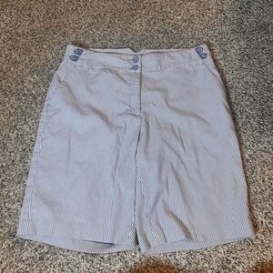 EP Pro Golf Shorts Striped Blue White Button‎ Accent Size 10